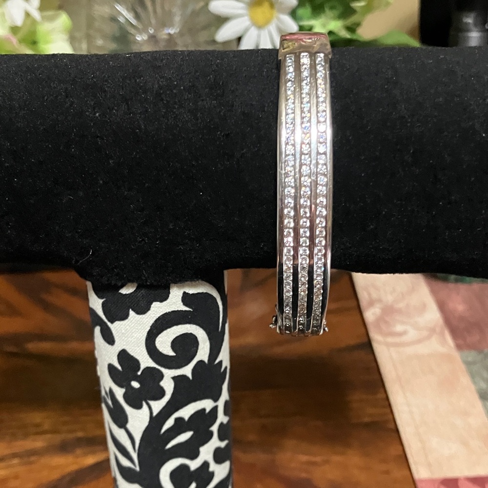 Silver tone bangle bracelet cubic zirconia Palm Beach jewelers